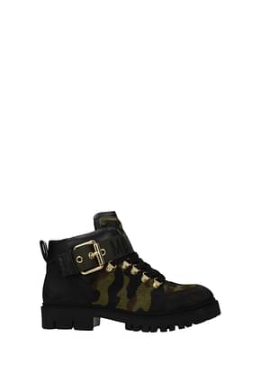 Moschino Ankle boots Women Pony Skin Black Military Green