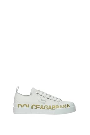 Dolce&Gabbana أحذية رياضية نساء جلد أبيض أبيض