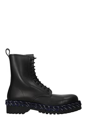 Balenciaga Ankle Boot Men Leather Black Blue