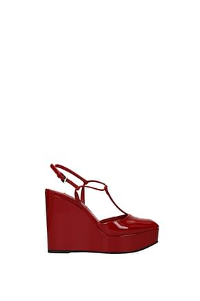 Prada Sandals Women Patent Leather Red