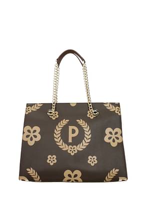 Pollini कंधे पर डालने वाले बैग महिलाओं पीवीसी भूरा भूरा