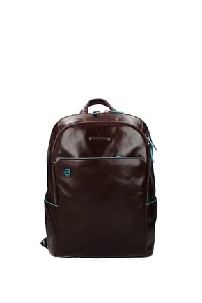 Piquadro Backpack and bumbags Men Leather Brown Mahogany