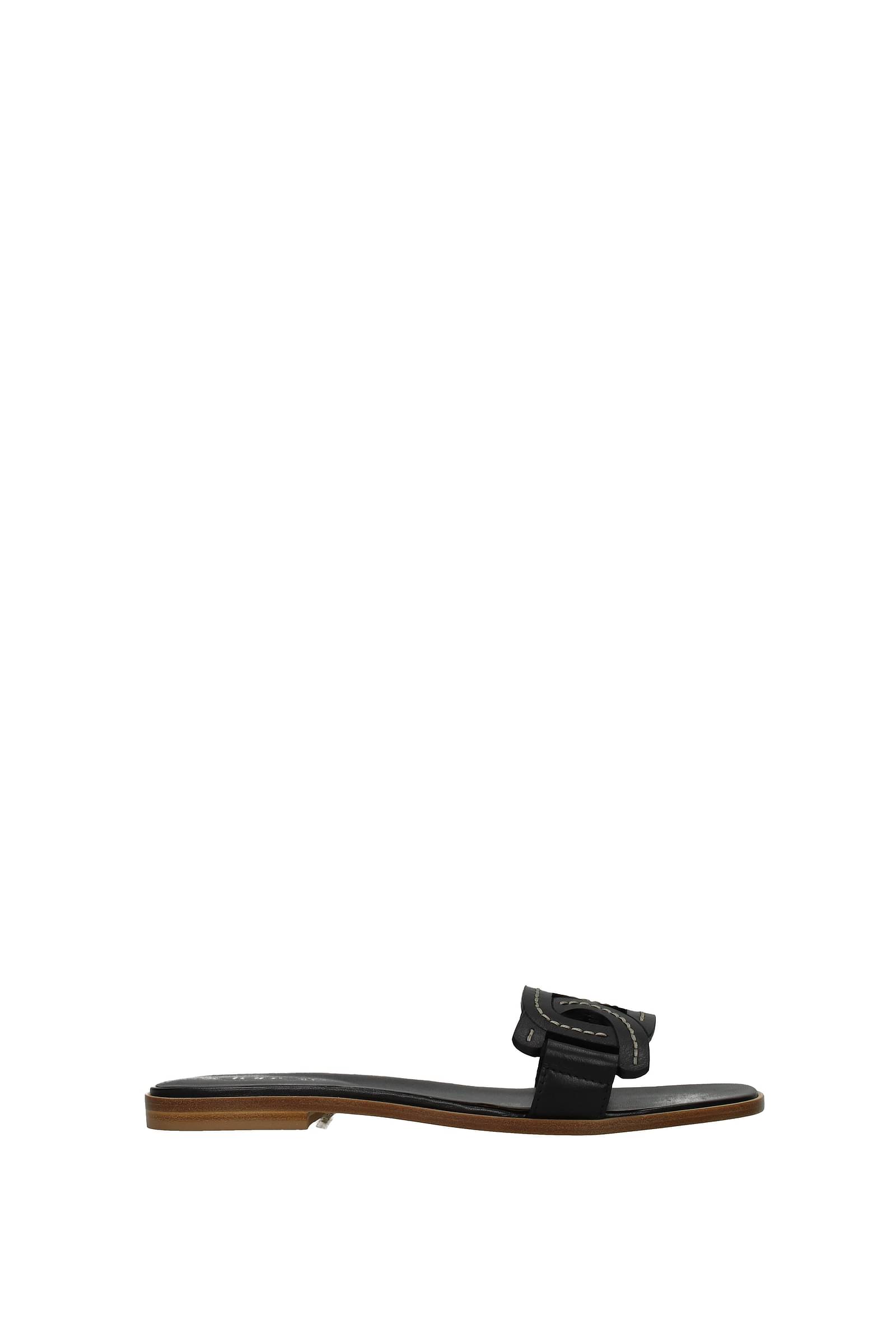 Tod's Double T Slippers in Black | Lyst