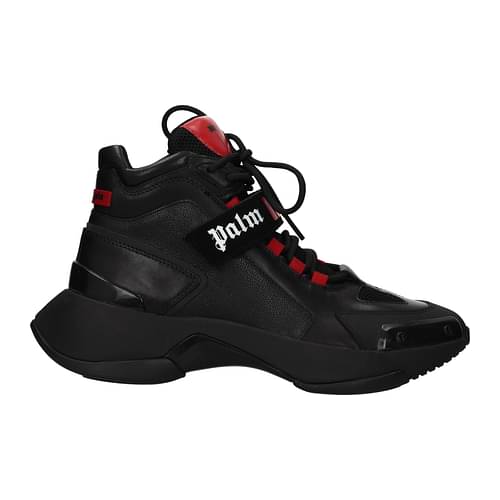 Palm Angels Sneakers Men Leather Black Red