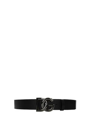 Dolce&Gabbana Regular belts Men Leather Black Ruthenium