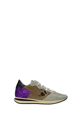Philippe Model Sneakers Donna Velluto Beige Fuxia