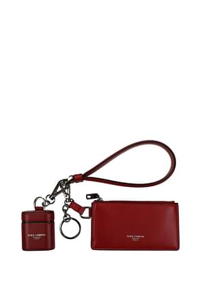 Dolce&Gabbana حاملات عملات معدنية airpods case second generation نساء جلد أحمر احمر غامق