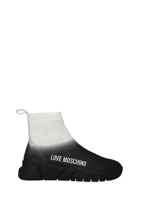 Love Moschino Sneakers Women Fabric  Black Off White