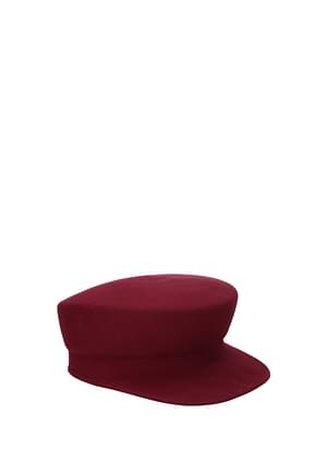 Maison Michel Hats Women Felt Red Burgundy