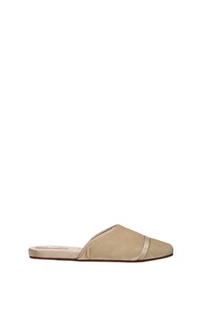 Malone Souliers Slippers and clogs Women Velvet Beige Oyster