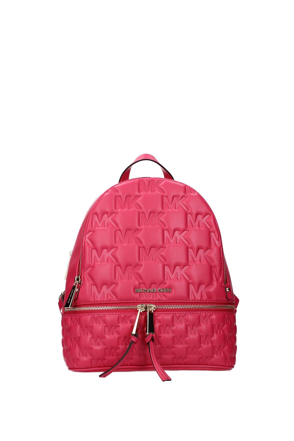 Michael Kors Women's Leather Rucksack Backpack Travel Rhea Medium Zip In Red
