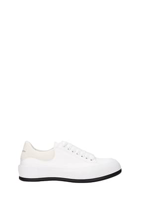 Alexander McQueen أحذية رياضية deck plimsoll نساء قماش أبيض اللون البيج