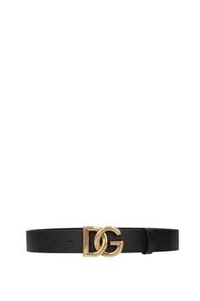 Dolce&Gabbana Cinturones Normales Hombre Piel Negro Oro