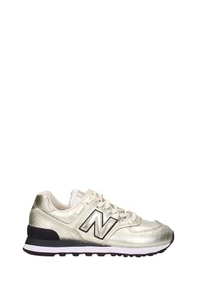 New Balance Sneakers Women Leather Gold Pale Gold
