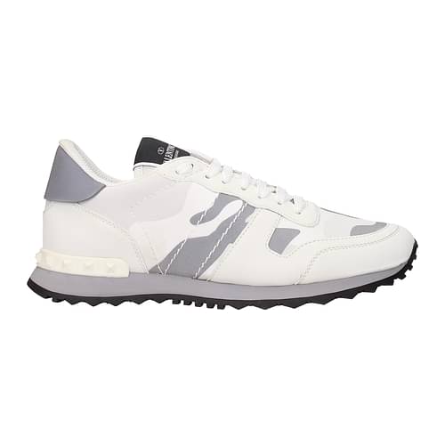 Valentino Sneakers Men Fabric White Silver