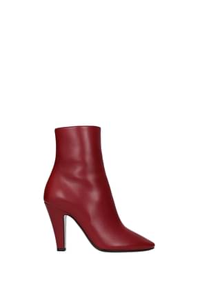 Saint Laurent Ankle boots Women Leather Red Cherry