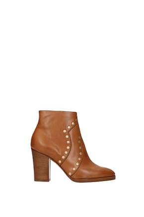 Celine Ankle boots Women Leather Brown Tan