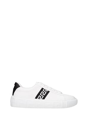Versace Sneakers greca Hombre Piel Blanco Negro