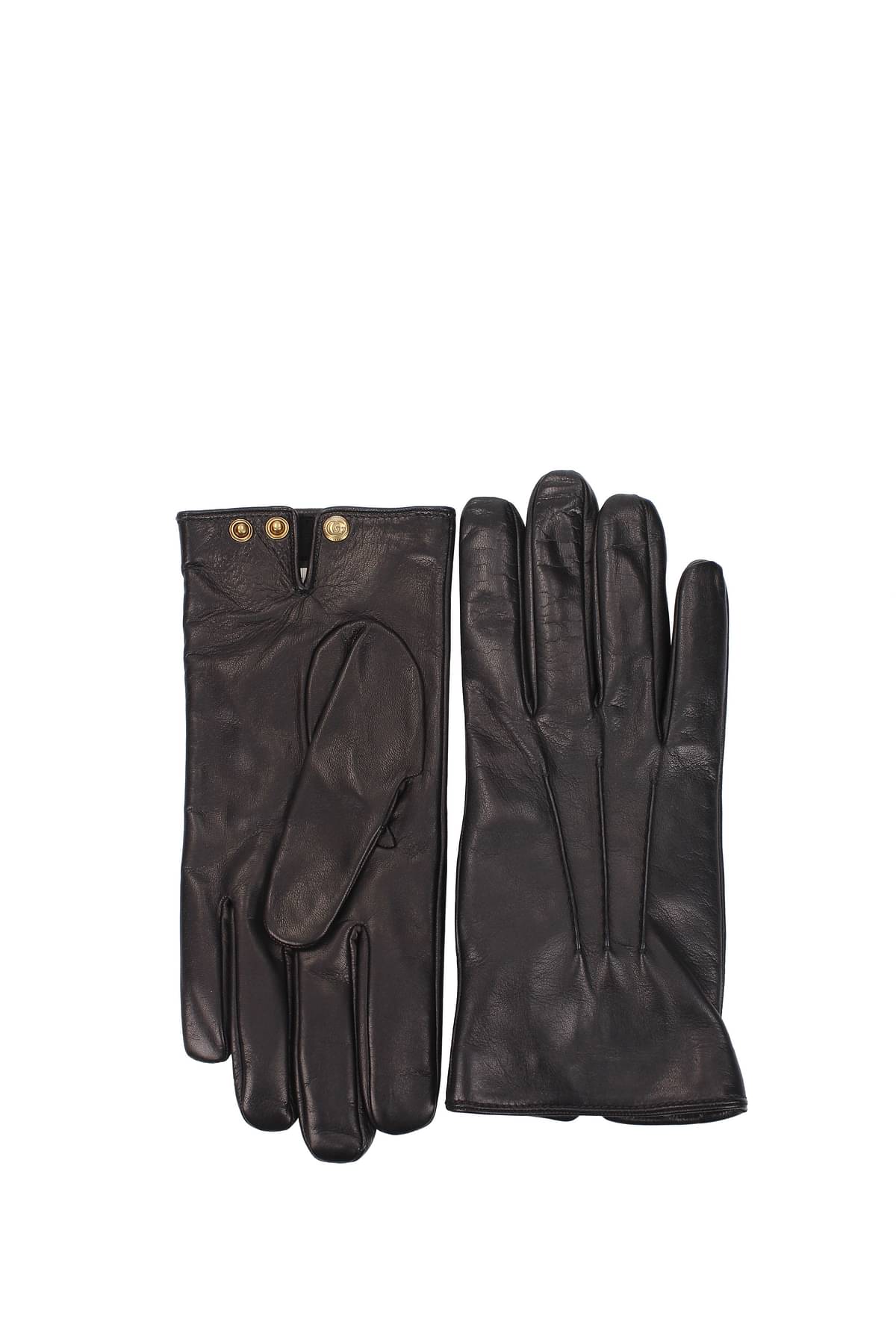 Gucci Gloves Men's 524061 BAP00 1000 Bee Black Lamb Leather & Cashmere (GGG1000)