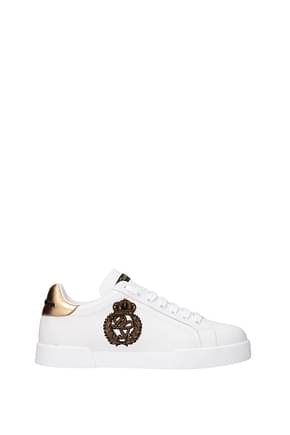 Dolce&Gabbana Sneakers Men Leather White Gold