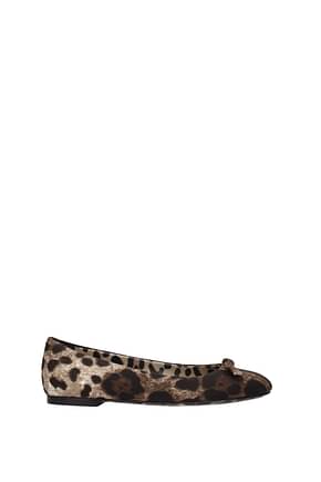 Dolce&Gabbana Bailarinas Mujer Tejido Marrón Leopardo