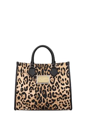 Dolce&Gabbana Handbags Men Fabric  Brown Leopard