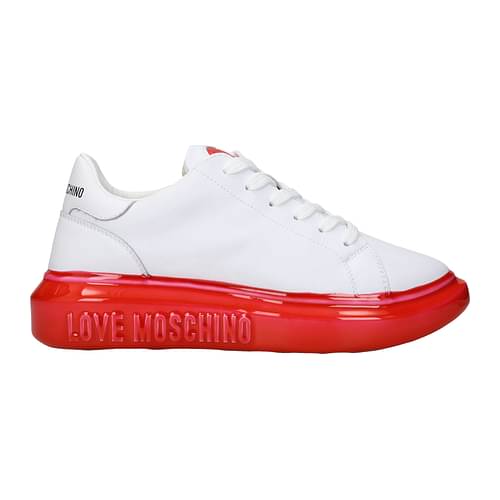 Love Moschino Sneakers Donna Pelle Bianco Rosso 38