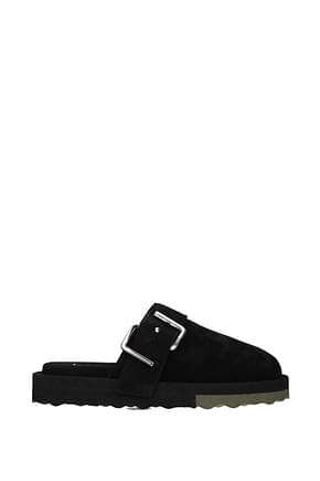 Off-White Slippers and clogs Men Suede Black khaki