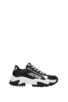 Versace Jeans Sneakers couture Mujer Piel Negro Plata
