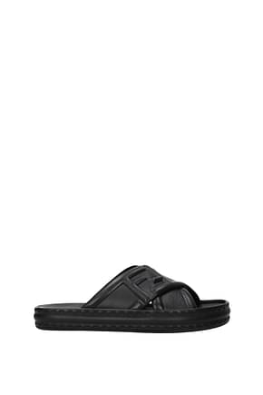 Fendi Slippers and clogs Men Leather Black
