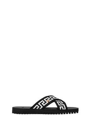 Versace Slippers and clogs Men Fabric  Black White