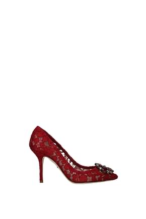 Dolce&Gabbana ポンプ 女性 ファブリック 赤 ダークレッド