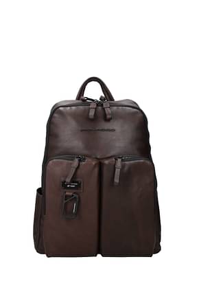 Piquadro Backpack and bumbags Men Leather Brown Dark Brown