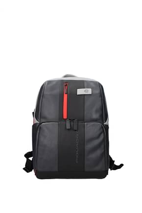 Piquadro Backpack and bumbags Men Leather Gray Black