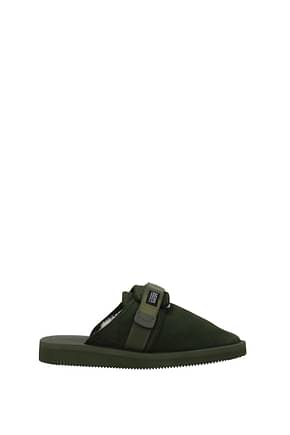 Suicoke Slippers and clogs Men Suede Green Olive