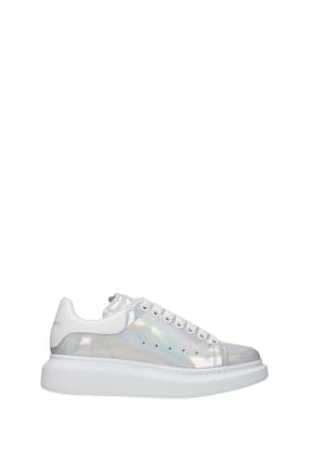 Alexander McQueen Sneakers oversize Women Patent Leather Silver White