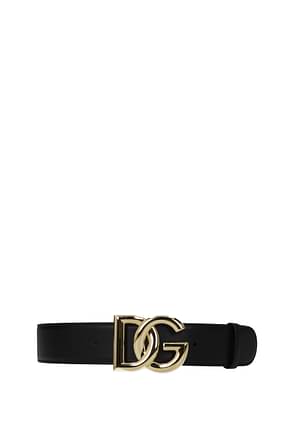 Dolce&Gabbana 常规腰带 女士 皮革 黑色 金色