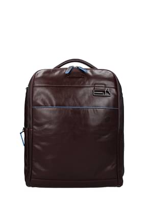 Piquadro Backpack and bumbags Men Leather Brown Mahogany
