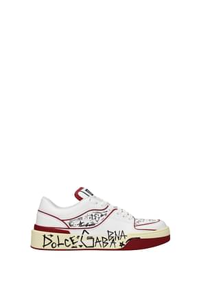 Dolce&Gabbana Sneakers Men Leather White Raspberry
