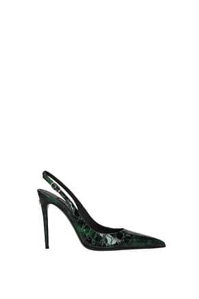 Dolce&Gabbana Sandales Femme Cuir Verni Vert Émeraude