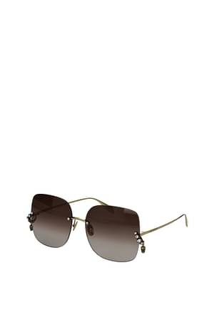 Alexander McQueen धूप का चश्मा महिलाओं धातु स्वर्ण भूरा
