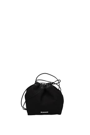 Jil Sander कंधे पर डालने वाले बैग महिलाओं कपड़ा काली