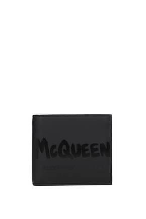 Alexander McQueen Billeteras Hombre Piel Negro