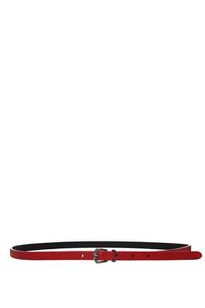 Saint Laurent Cinturones Finos Mujer Piel de Pitón Rojo