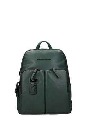 Piquadro Backpack and bumbags Men Leather Green Bottle Green
