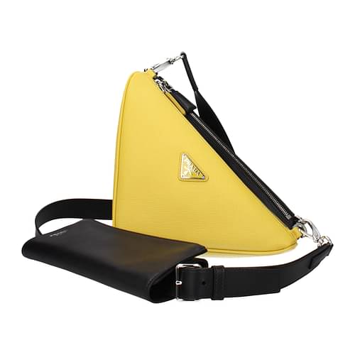 Prada yellow Leather Triangle Cross-Body Bag