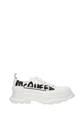 Alexander McQueen أحذية رياضية رجال قماش أبيض أسود