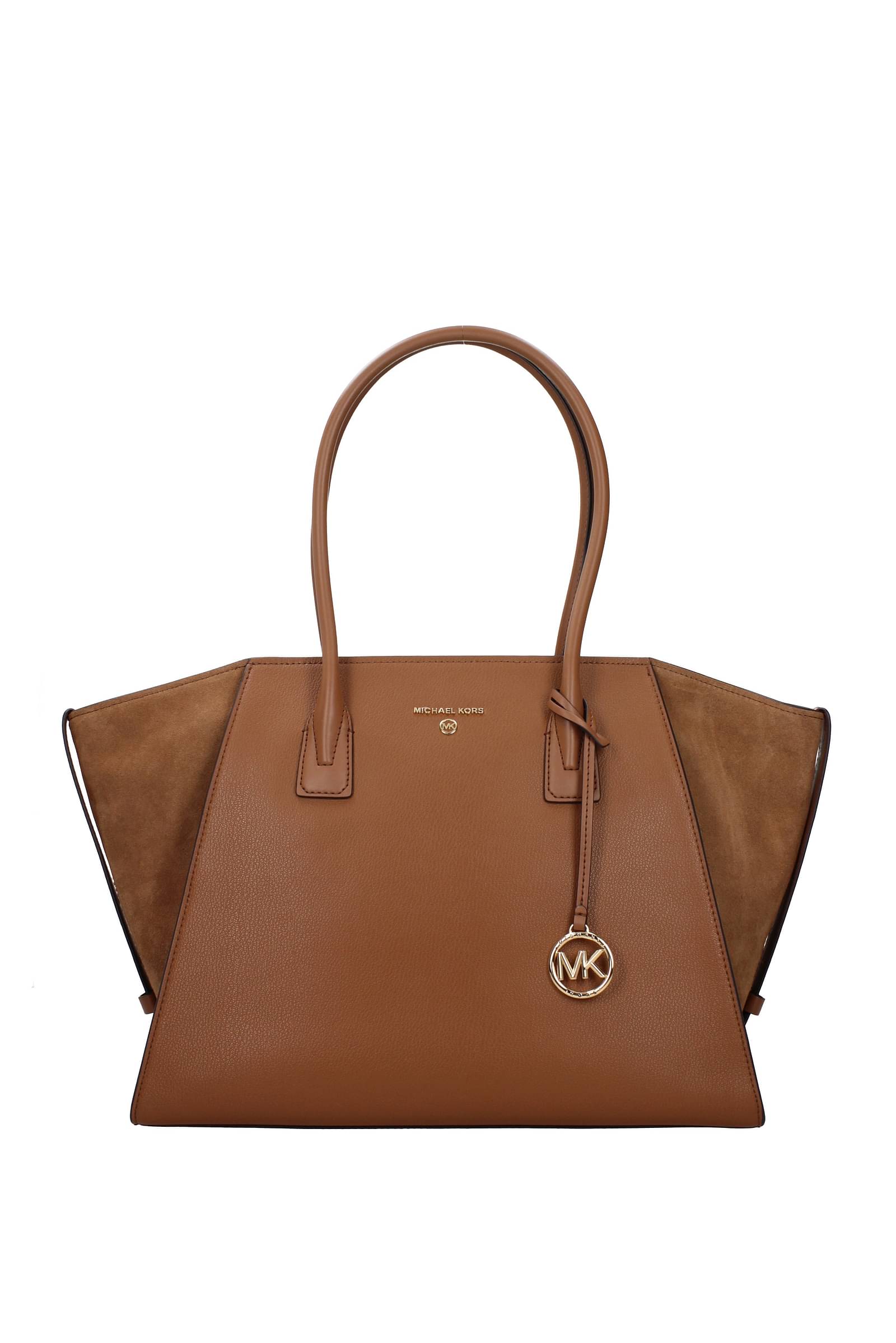 Michael Kors Mirella Medium Pebbled Leather Tote Bag in Brown | Lyst
