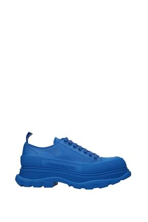 Alexander McQueen أحذية رياضية رجال جلد أزرق محيط