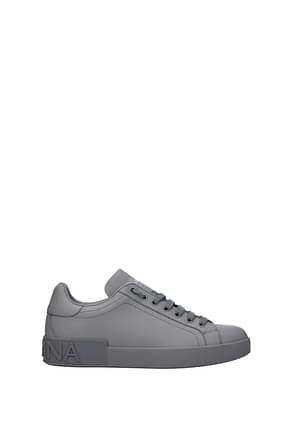 Dolce&Gabbana Sneakers Men Leather Gray Anthracite